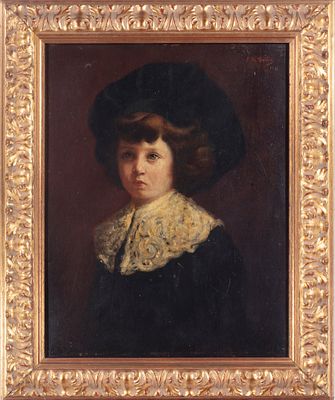 Ettore De Maria Bergler (Napoli 1850–Palermo 1938) - Ritratto di fanciullo. Tecnica Olio su 