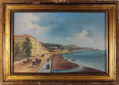 Anonimo (XIX secolo) - Promenade des Anglais (Nizza). Tecnica Tempera su carta Misure 27x40,5 cm 