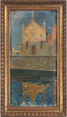 Filippo Mola (Civitavecchia 1849–Brescia 1918) - Chiesa degli olandesi (Livorno). Tecnica Olio su 