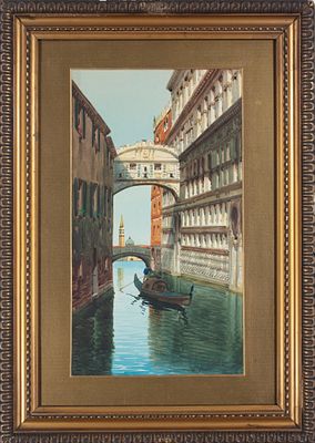 Autore non identificato (XIX-XX secolo) - Ponte dei sospiri (Venezia). Tecnica Acquarello su carta 