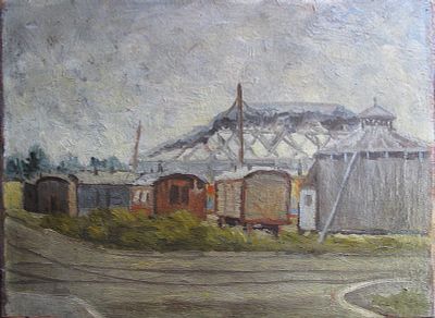 Anonimo (XX secolo) - Circo. Tecnica Olio su compensato Misure 28,5x40 cm Provenienza: 