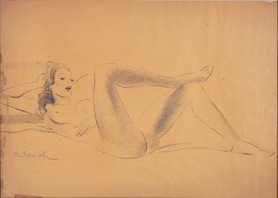 Marcello Dudovich (Trieste 1878–Milano 1962) - Nudo. Tecnica Carboncino su carta Misure 32,5x46 cm 