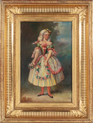 Ernest de Montfort (XIX secolo) - Ritratto di Therese Granier. Tecnica Olio su cartoncino Misure 34 