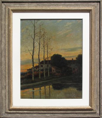 Giuseppe Mazzoni (Modena 1881–Genova 1957) - Paesaggio di campagna. Tecnica Olio su tela Misure 48 