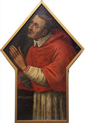Autore del XVII secolo - San Carlo in preghiera. Tecnica Olio su tela Misure 58x40,5 cm 