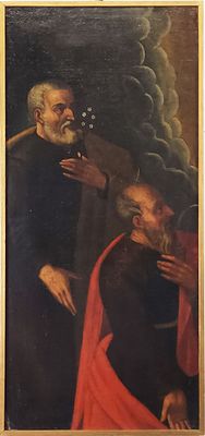 Autore del XVII secolo - Santi. Tecnica Olio su tela Misure 92,5x20,5 cm Provenienza: collezione privata