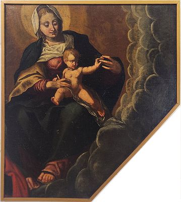 Autore del XVII secolo - Madonna con Bambino. Tecnica Olio su tela Misure 67,5x58,5 cm Provenienza: 