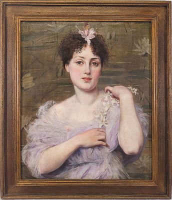 Charles Henry Jeidels (1862-1900) - Ritratto femminile. Tecnica Olio su tela Misure 65x55 cm 