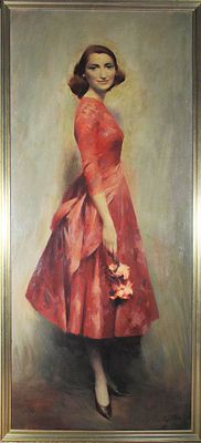 Ernesto Quarti Marchi&ograve; (Bergamo 1907–1982) - Figura femminile. Tecnica Olio su tela Misure 209x86 