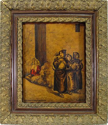 Giulio Masnada detto Fra Topolino (Alzano Lombardo 1852–Bergamo 1926) - Il ritorno dalla questua. Te 