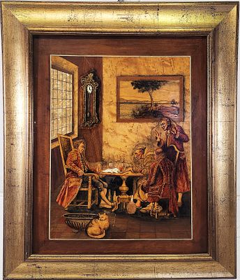 Giulio Masnada detto Fra Topolino (Alzano Lombardo 1852–Bergamo 1926) - Partita a carte. Tecnica 