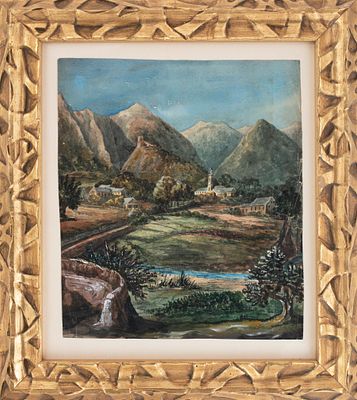 Anonimo (XIX secolo) - Paesaggio montano. Tecnica Tempera su carta Misure 43x37 cm Provenienza: 
