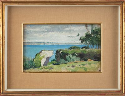 Gigi Comolli (Milano 1893–1976) - Veduta di Sirmione. Tecnica Olio su tavoletta Misure 14x22 cm 