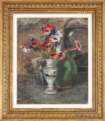 Cesare Monti (Brescia 1891–Bellano 1959) - Vaso con fiori. Tecnica Olio su tela Misure 60x50 cm 