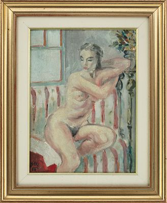 Autore non identificato (XX secolo) - Nudo. Tecnica Olio su tela Misure 39,5x30 cm Data 