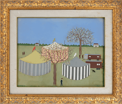 Giorgio Ferrante (Ravenna 1898-Verona 1990) - Giostre chiuse. Tecnica Collage Misure 39x49 cm Data 