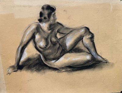П.П.Соколов-Скаля? Ню. Бум/карандаш, белила 32,5х43см. Без подписи. Из папки П.П.Соколов-Скаля. 