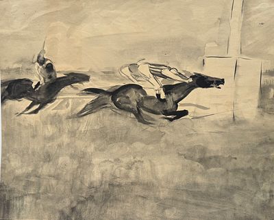 Г.К.Савицкий? Ипподром. 1930-е.г Бум/акв 30х37см. Без подписи. 
Савицкий Георгий Константинович 