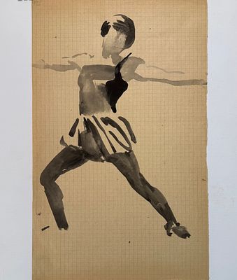 В.В.Лебедев. Натурщица в черном 1920-е.г. Бум/акварель 33,7х20,7см. . Экспертиза ВХНРЦ им 