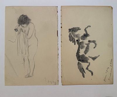 В.В.Лебедев. Девочка моет голову и Лошадка 1930-е.г. . Экспертиза ВХНРЦ им И.Э.Грабаря. 
1. 