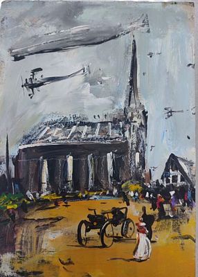 Батынков К. А.
Без названия.
Винил, акрил, белила. Размер работы 20.5 на 29.5 . Оформлена в 