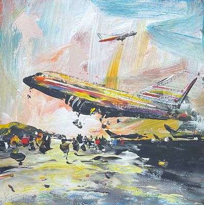 Батынков Константин Александрович.
"Самолет"
Бумага, акрил. 2011 г
Размер работы: 20,5х20,7 см 