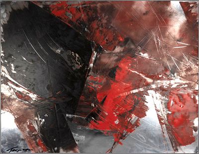 Георгадзе Наталья. Красное и черное. 2013. Фольгированная бумага, акрил. Размер 50х60 см. 