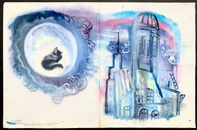 ГАВ Траугот. Лунный свет. Вариант иллюстрации к одноименной сказке Н. Гернет. 1970, акварель 