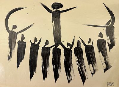 Кулаков Михаил Алексеевич - Кулаков М. А.
Черные фигуры. 1964. Бумага, тушь. Размер листа 29х40,5 