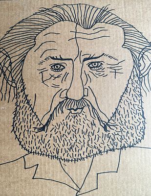 Гаврильчик Владлен.
Народный машинист СССР Владлен Гаврильчик. 1976 г. Картон, фломастер.