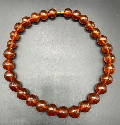 Винтажные бусы янтарные шары. Цвет коньяк. СССР. Знаменитый Калинградский янтарный комбинат 