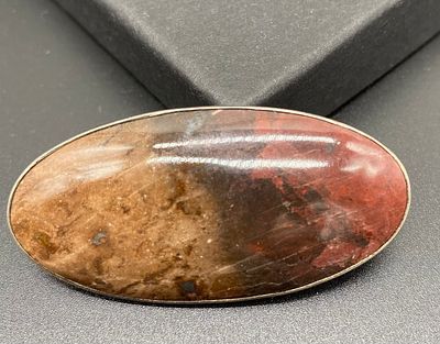 Крупная Винтажная брошь. Серебро, яшма. Свердловск. Размер 6х3 см
. Крупная Винтажная брошь. 