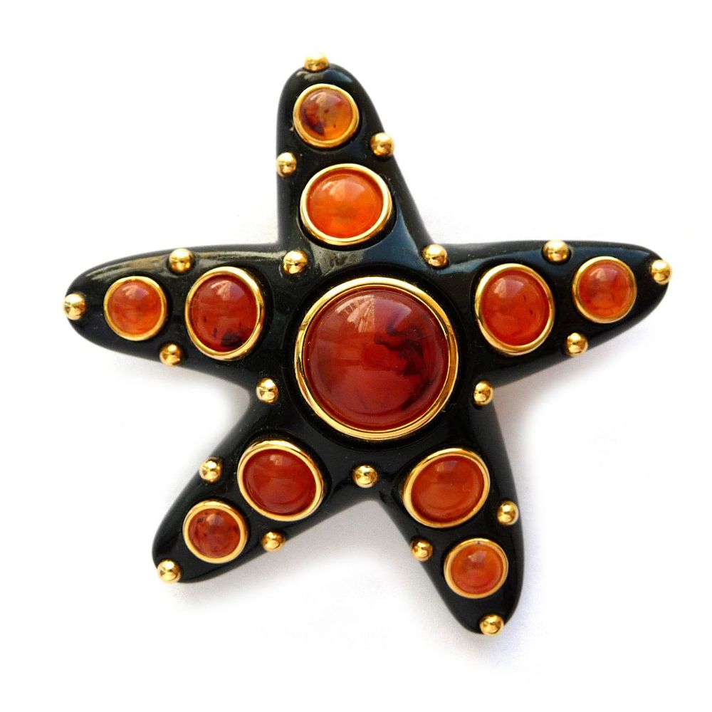 KENNETH JAY LANE (KJL). Брошь "Морская звезда". 90-е годы 20 века. Яркая, запоминающаяся 