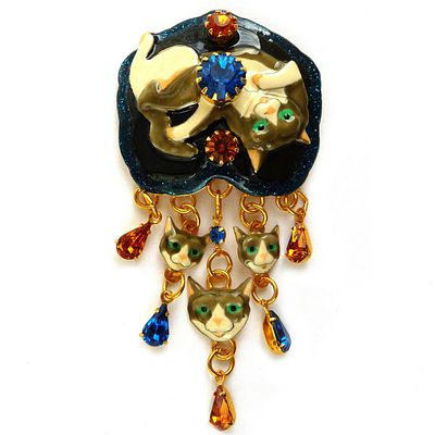 Lunch at the Ritz. Брошь/ кулон "Кошки". Оригинальная, ироничная брошь в виде кошки, вальяжно 