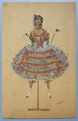 Л.Бакст. Балет "Фея кукол", литографированная открытка, №4 из 12 в серии. 1904 г. В пользу 