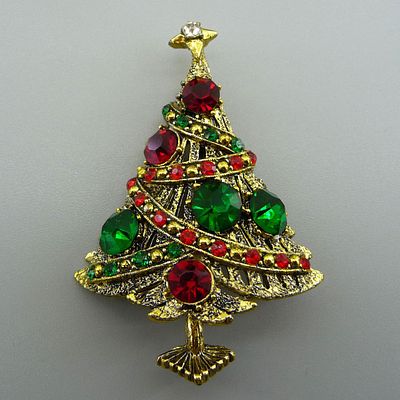 HOLLYCRAFT. Знаменитая брошь "Ель" из коллекции &laquo;Сhristmass jewelry collection&raquo;. США. 50-е годы 