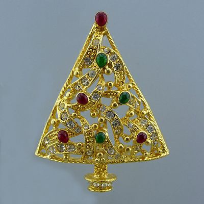 GRAZIANO. Брошь "Рождественская ель". США. 80-е годы 20 века. Стильная эффектная брошь 
