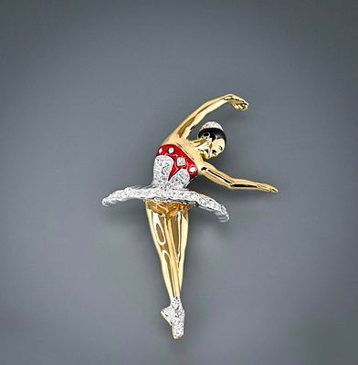 Брошь Балерина бижутерия. Брошь в виде танцующей балерины Сделана в Германии, во второй половине 