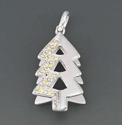 Кулон "Новогодняя Елка" серебро 925 проба Россия. Праздничная подвеска в виде новогодней ели из 