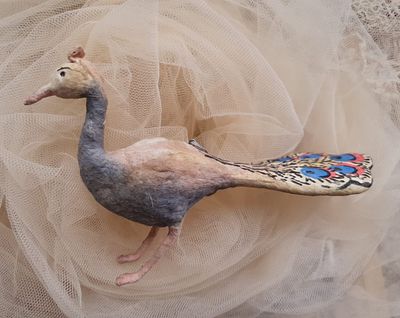 Реплика советской ватной игрушки "Павлин". Выполнена в ретро стиле, по старинной технологии 