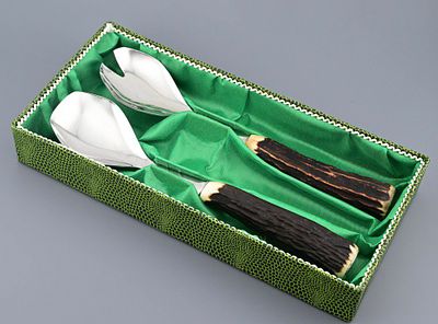 Салатная пара олений рог Refuxsil Золинген Германия. Салатная пара с ручками из оленьего рога 