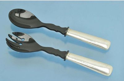 САЛАТНАЯ ПАРА серебро 835 пробы. Салатная пара - ложка и вилка с ручками из серебра 835 пробы 