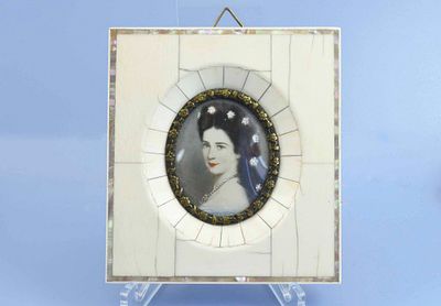Миниатюра "Елизавета Австрийская" портрет слоновая кость. Великолепная миниатюра: портрет 
