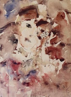 (Экспертиза!) Зверев Анатолий Тимофеевич (1931-1986). Портрет девушки . 1957 год, бумага 