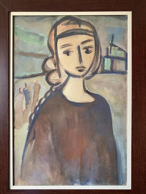 (Экспертиза!) ВОРОШИЛОВ Игорь Васильевич (1939-1989) "Портрет девочки на фоне пейзажа". 1975 