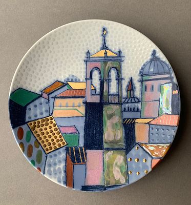 Вера Бакастова. Единственный экземпляр! Авторское Блюдо из серии декоративных тарелок &laquo;Citta&raquo; ( 