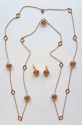 [Сертификат каталожный!] CHOPARD. Колье+серьги. Золото 750 проба. . Фирменный футляр, сертификат 