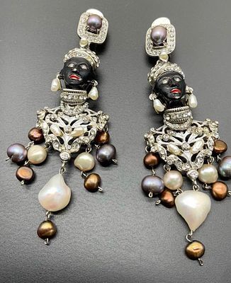 Carlo Zini - Роскошные серьги блэкамуры от легендарного Carlo Zini. Италия. Маркированы. Натуральны 