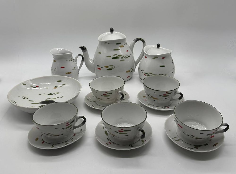 Редкость! 
&laquo;Березка&raquo; 1959. Автор Э.М. Криммер. Сервиз ЛФЗ, фарфор. 
5 чайных пар, сахарница 11 