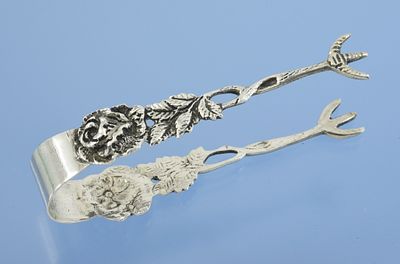 ЩИПЧИКИ для сахара серебро 800 проба Роза Германия. Серебряные щипчики для сахара, украшенные 